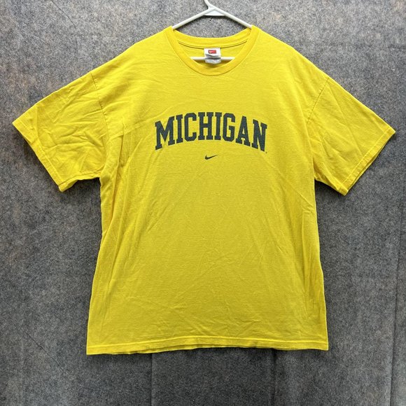 Nike Shirt Men Extra Large Adult Yellow Casual Tee Michigan Cotton Vintage 90s - Picture 1 of 11